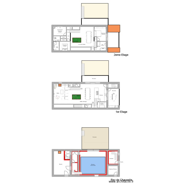 Pacé  Projet Grange. Plan de 26 pièces et 352 m2