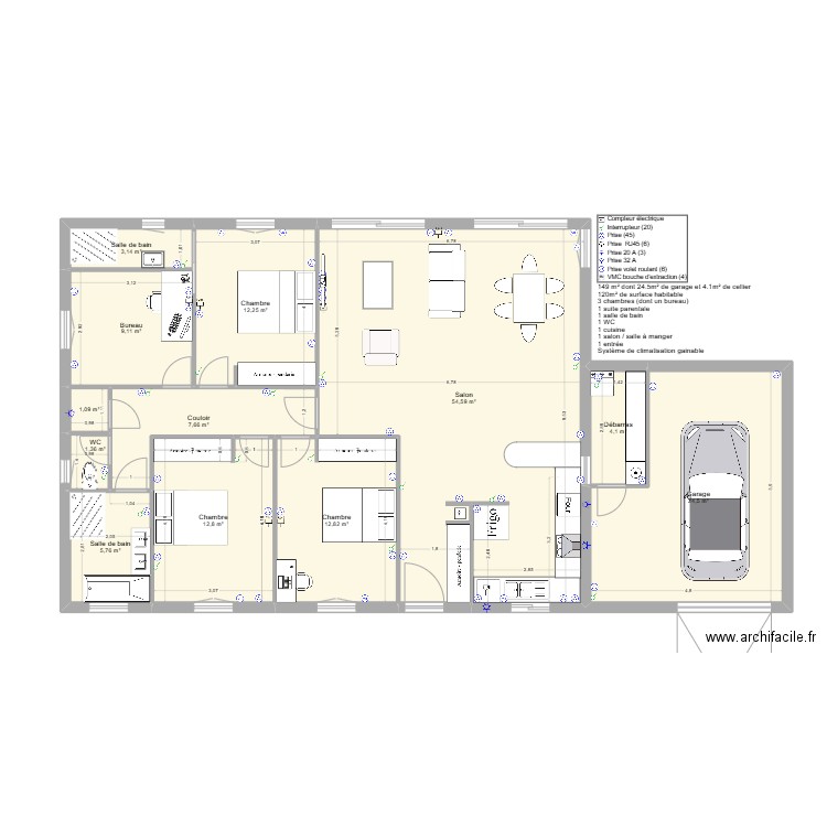 Maison 3 bien conçue selon les normes 2. Plan de 12 pièces et 149 m2