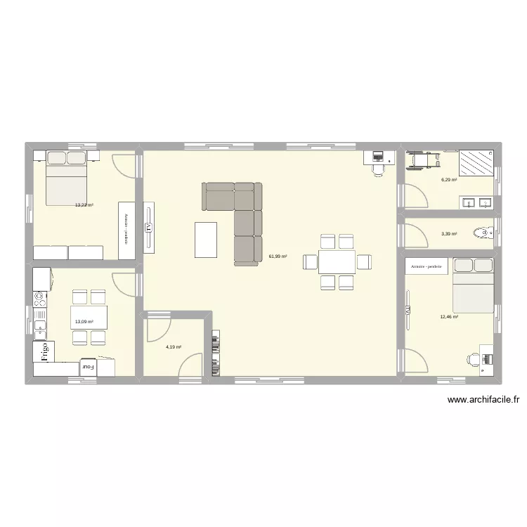 fred. Plan de 7  et 115 m²