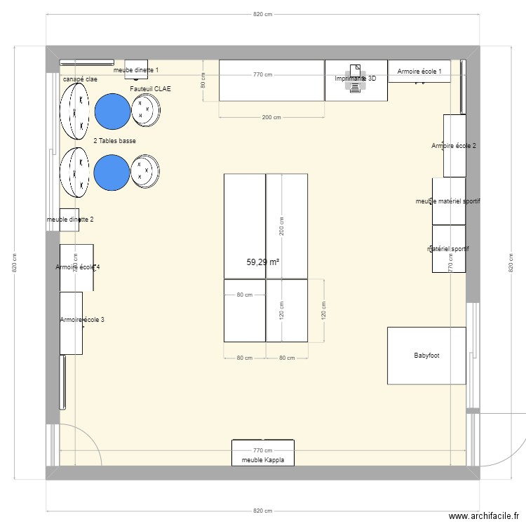 Implantation salle info. Plan de 0 pièce et 0 m2