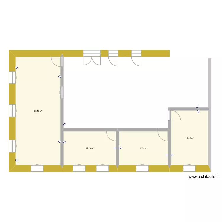 Plan RDC Aile EST. Plan de 4  et 71 m²