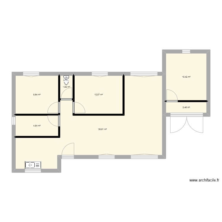maison 3. Plan de 7 pièces et 77 m2