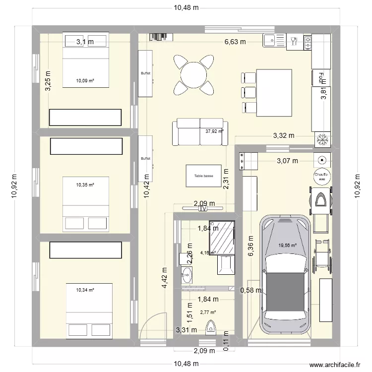 PLAN 20. Plan de 7  et 95 m²
