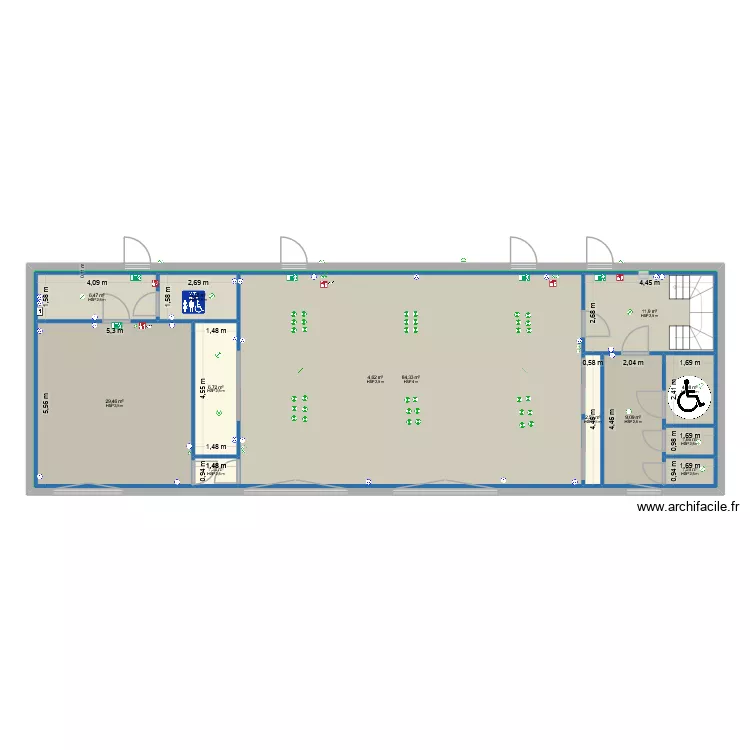 Salle d\'accueil electricit&eacute;. Plan de 13  et 339 m²