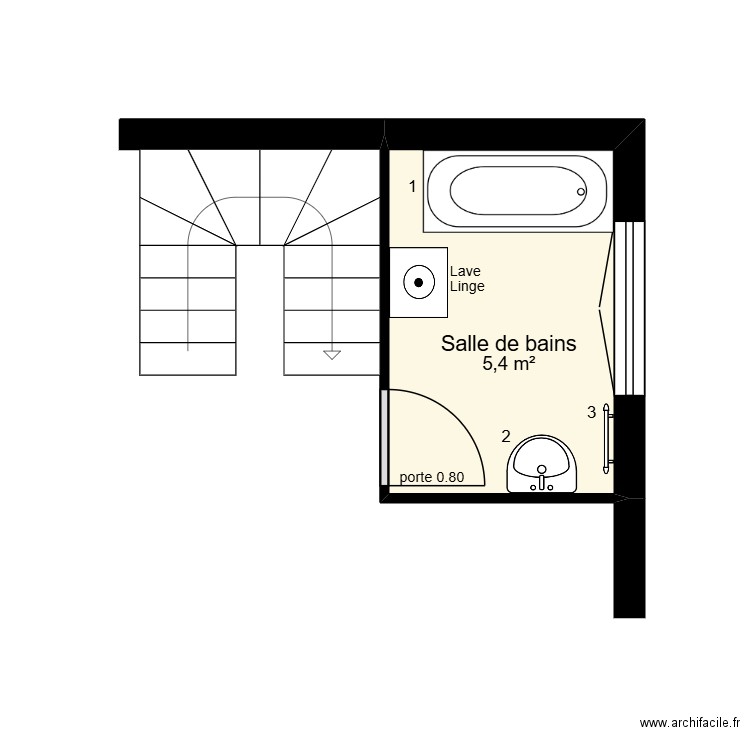 Guillaume Ligueil Existant. Plan de 1 pièce et 5 m2