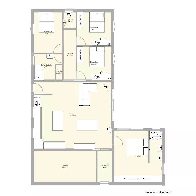 Plan maison plein pied 2. Plan de 11  et 130 m²