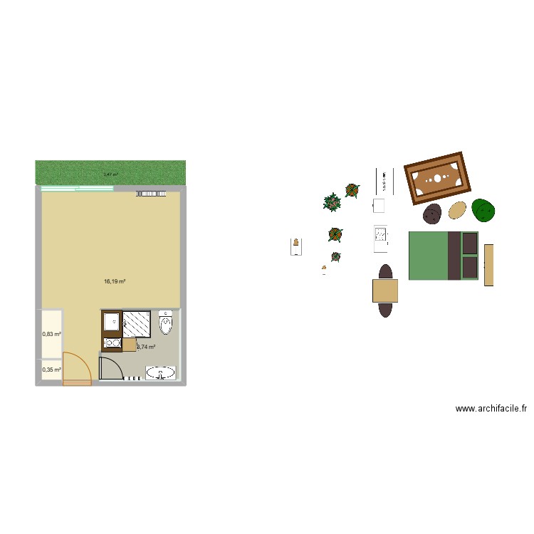 AppMontpellier PLAN vierge. Plan de 4 pièces et 25 m2
