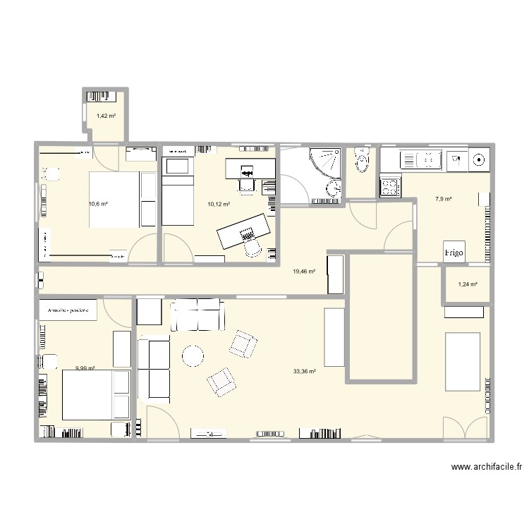 Plan Appartement Uzès . Plan de 8 pièces et 94 m2