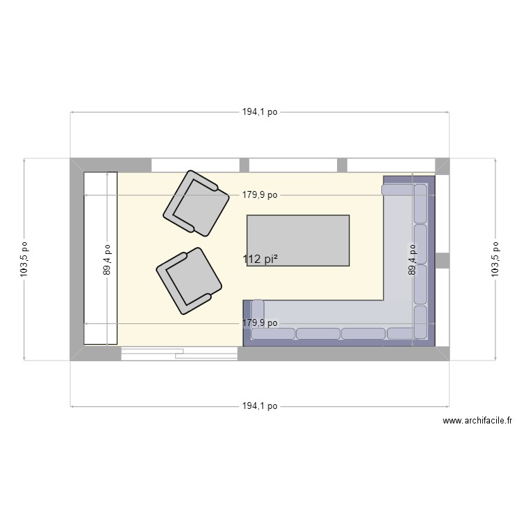 Véranda chalet. Plan de 1 pièce et 10 m2