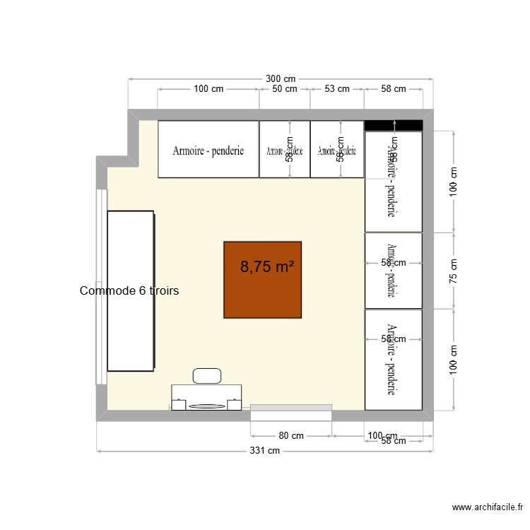 Dressing. Plan de 0 pièce et 0 m2