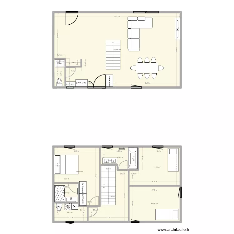 St euph. Plan de 8  et 124 m²