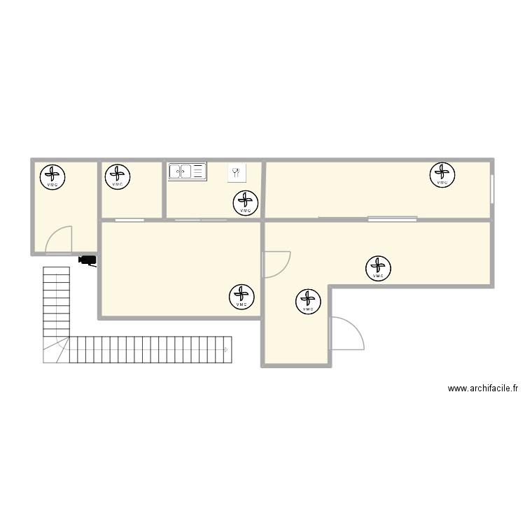 op ecole. Plan de 6 pièces et 58 m2