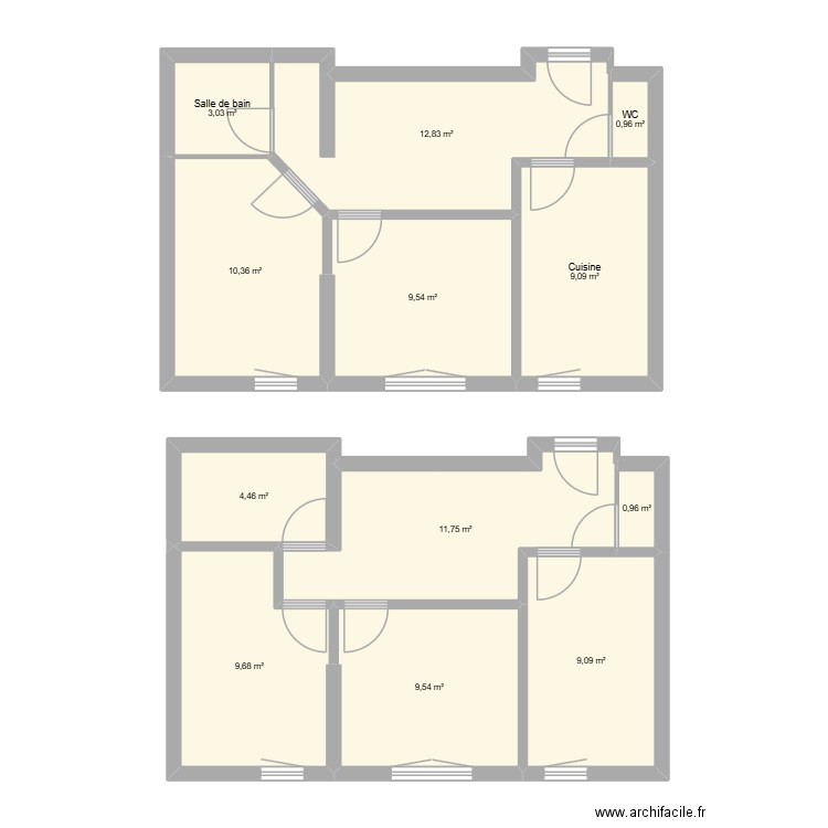 maison 3. Plan de 12 pièces et 91 m2