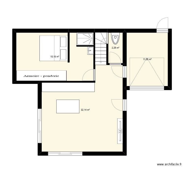 mallarino. Plan de 4 pièces et 64 m2