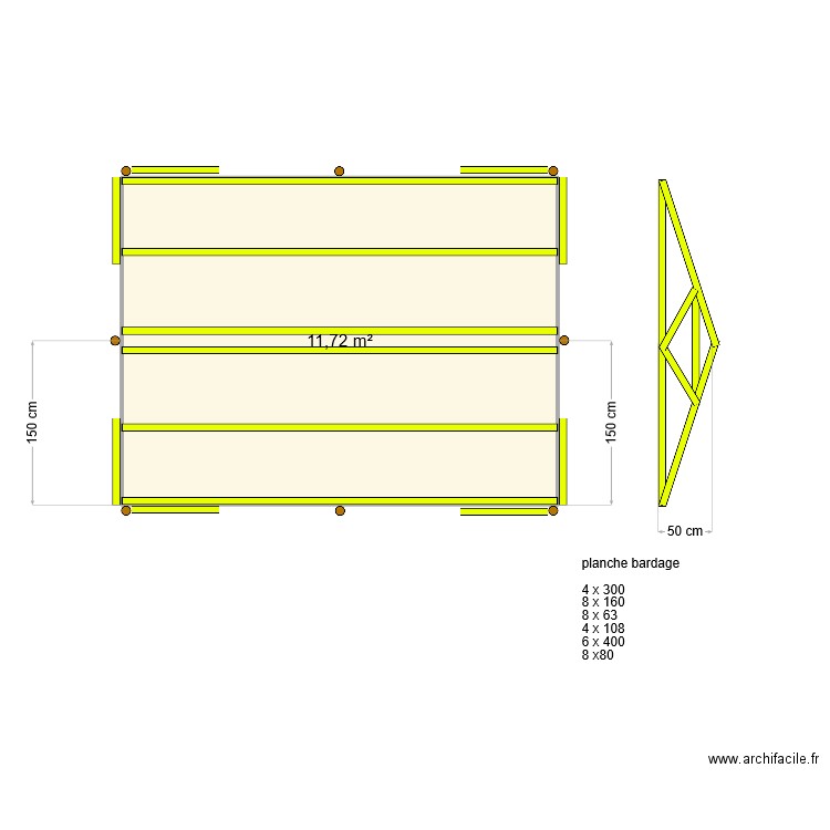 prehaut. Plan de 1 pièce et 12 m2