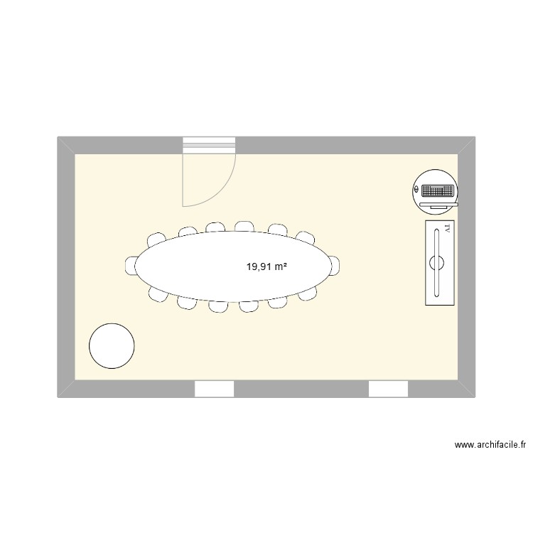 salle de réunion. Plan de 1 pièce et 20 m2