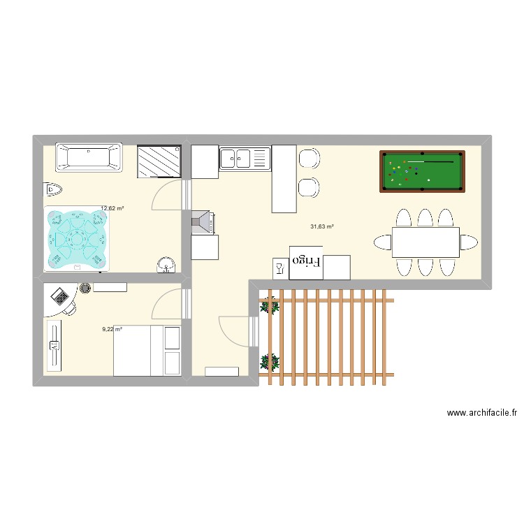 plan1. Plan de 3 pièces et 53 m2