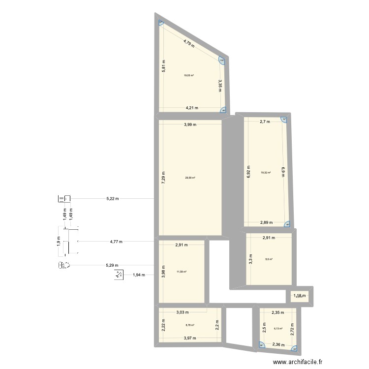 garage. Plan de 8 pièces et 104 m2