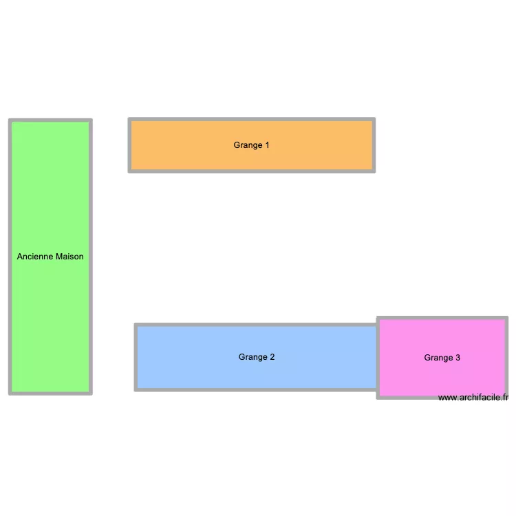 granges. Plan de 4  et 622 m²