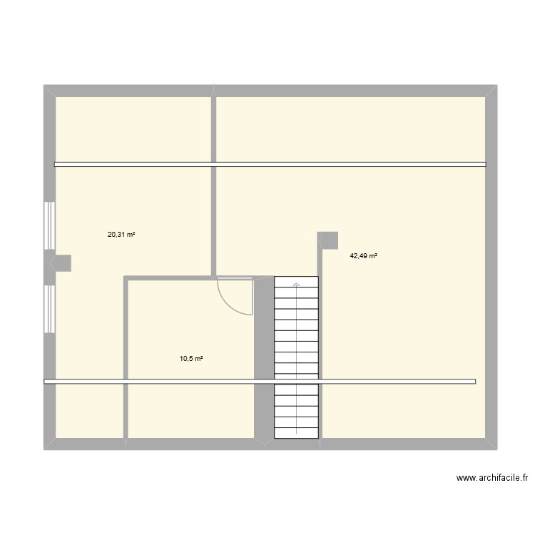 etage. Plan de 3 pièces et 73 m2