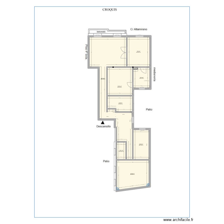 Altamirano 37 SIN TOCAR. Plan de 9 pièces et 131 m2