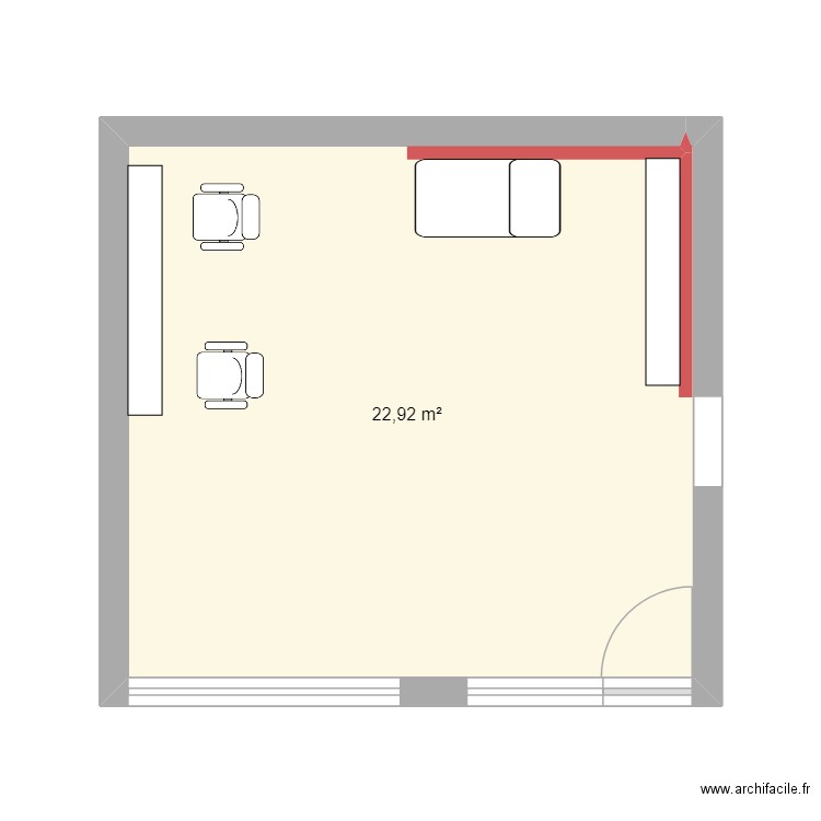 coin bac sans labo. Plan de 1 pièce et 23 m2
