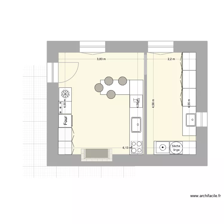 Plan cuisine 2. Plan de 1 Pièce et 27 m²