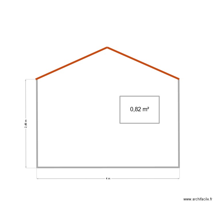 façade ouest côté jardin. Plan de 1 pièce et 1 m2