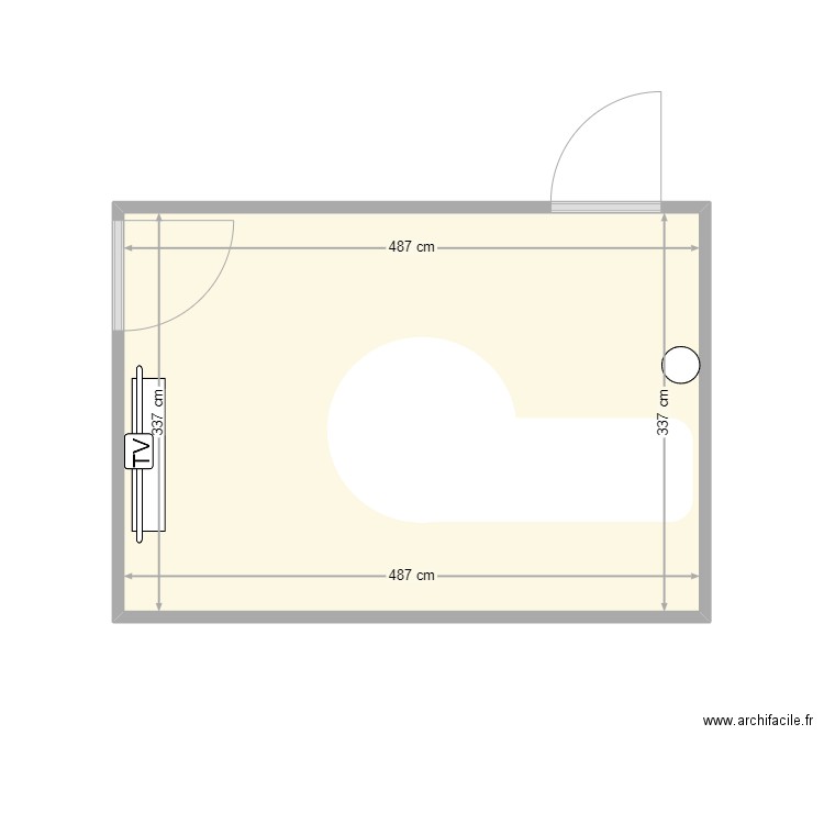 bureau Hervé modèle de bureau. Plan de 1 pièce et 16 m2