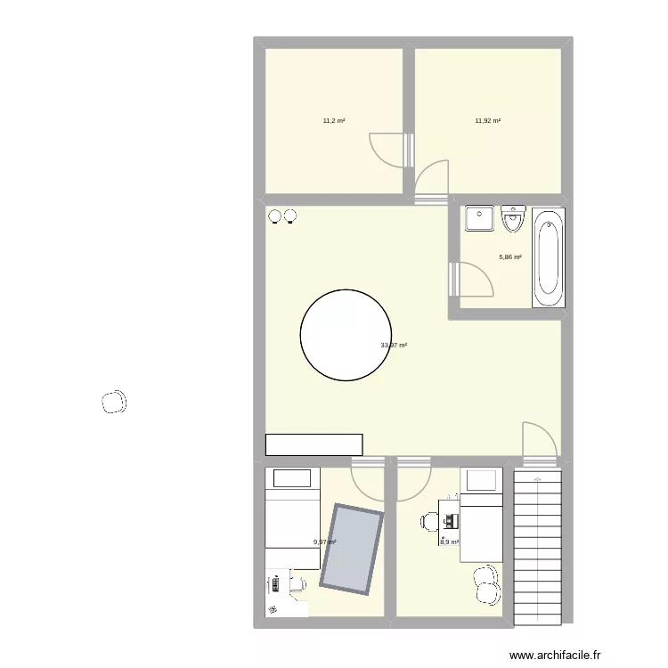 eee. Plan de 6  et 82 m²