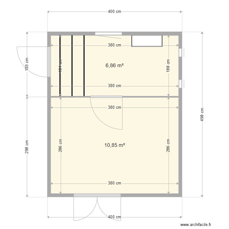 cabaon jardin. Plan de 2 pièces et 18 m2
