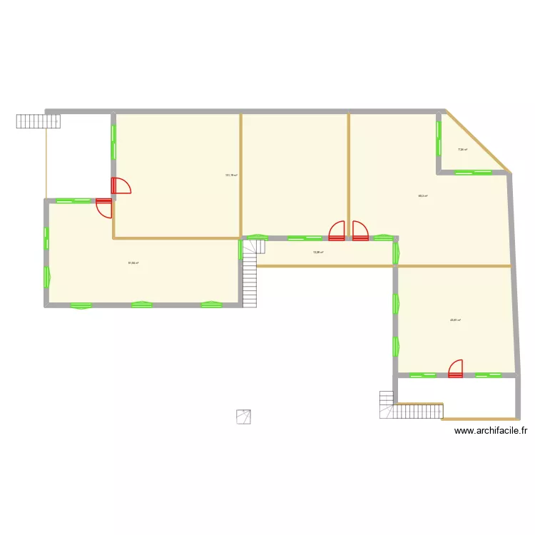 MODIFICATION R+1. Plan de 6  et 282 m²