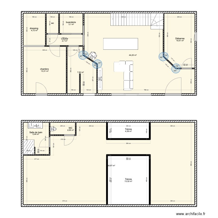 grange hiersac . Plan de 13 pièces et 178 m2