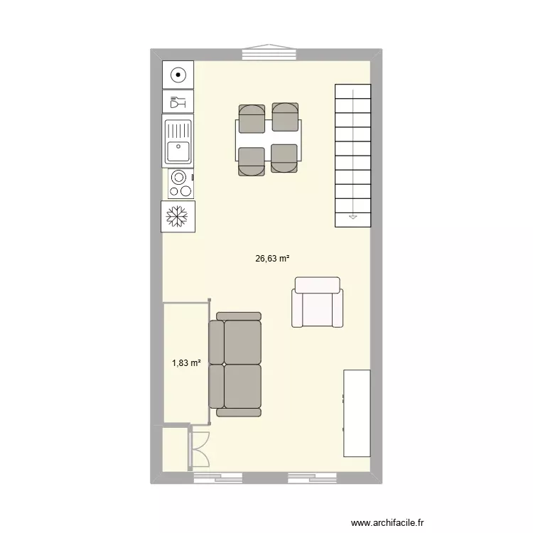 1er etage gap. Plan de 2 Pièces et 28 m² 1er etage gap. Plan de 2 Pièces et 28 m²
