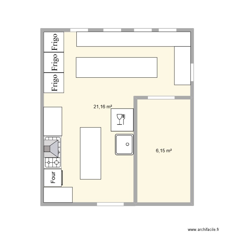 Mix Buffet. Plan de 2 pièces et 27 m2