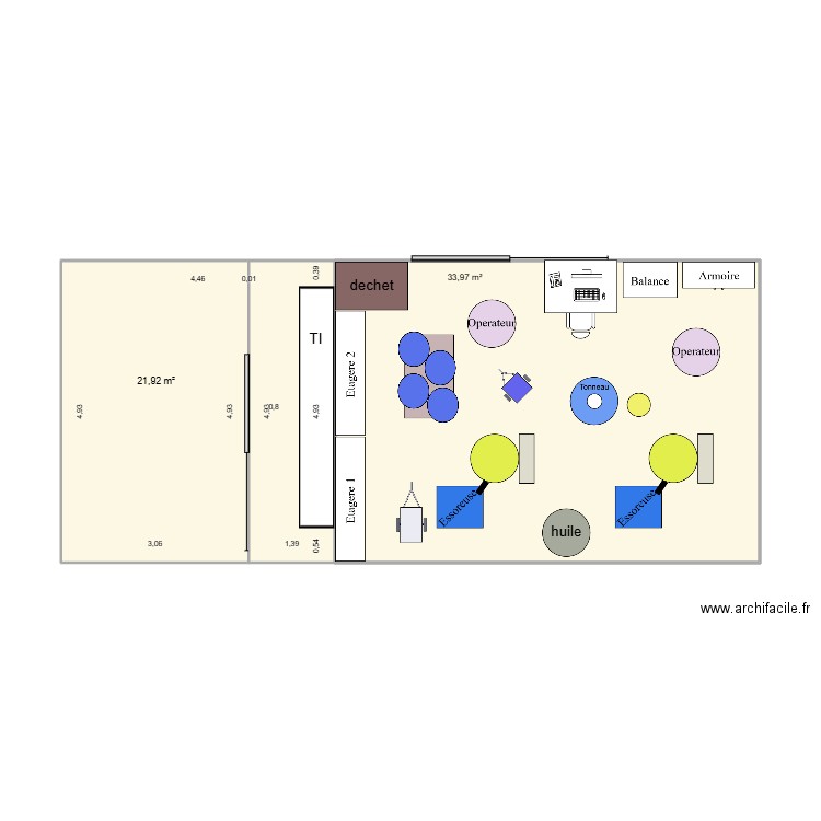 cage etage 2. Plan de 2 pièces et 56 m2