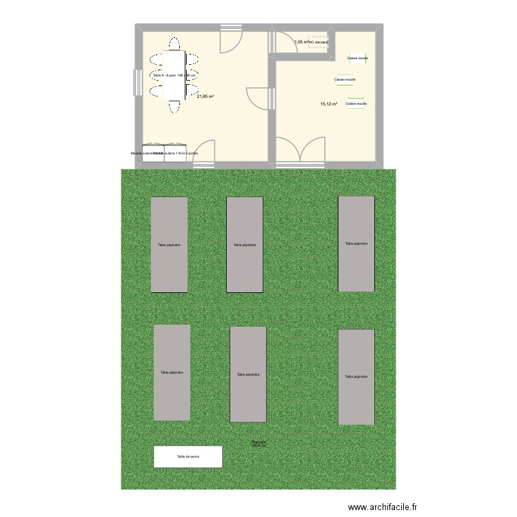 Serre-Panneau sandwich. Plan de 3 pièces et 39 m2