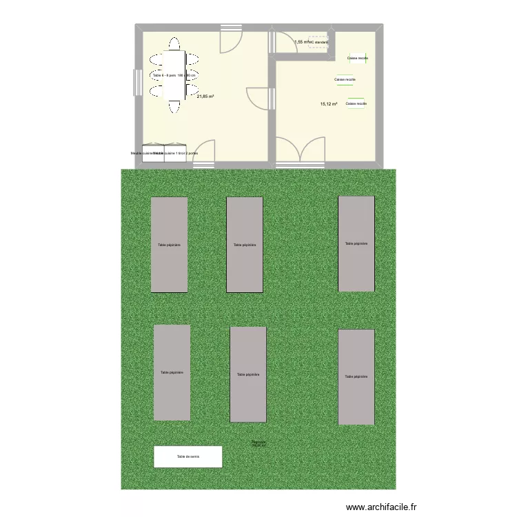 Serre-Panneau sandwich. Plan de 3 pièces et 39 m² Serre-Panneau sandwich. Plan de 3 pièces et 39 m²
