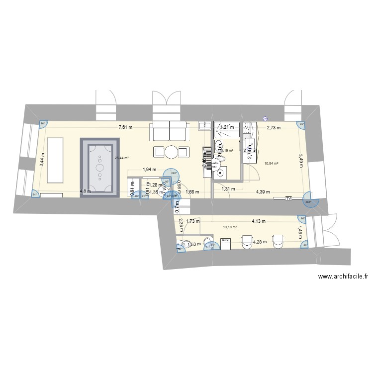 nvo cab plan plombier V2. Plan de 4 pièces et 50 m2