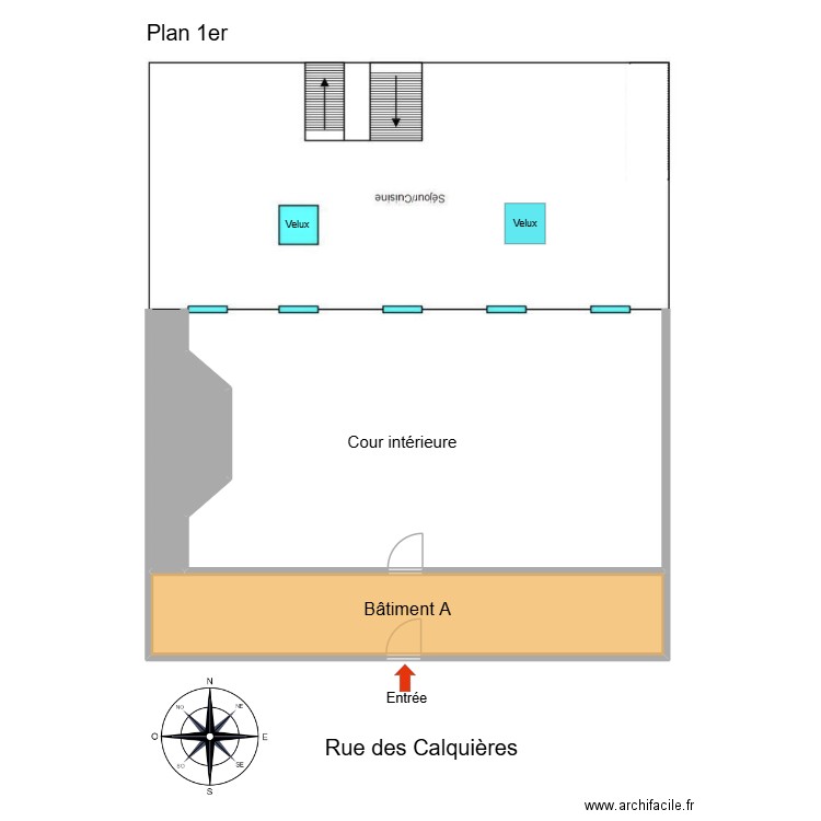 Plan actuel 1er. Plan de 1 pièce et 78 m2