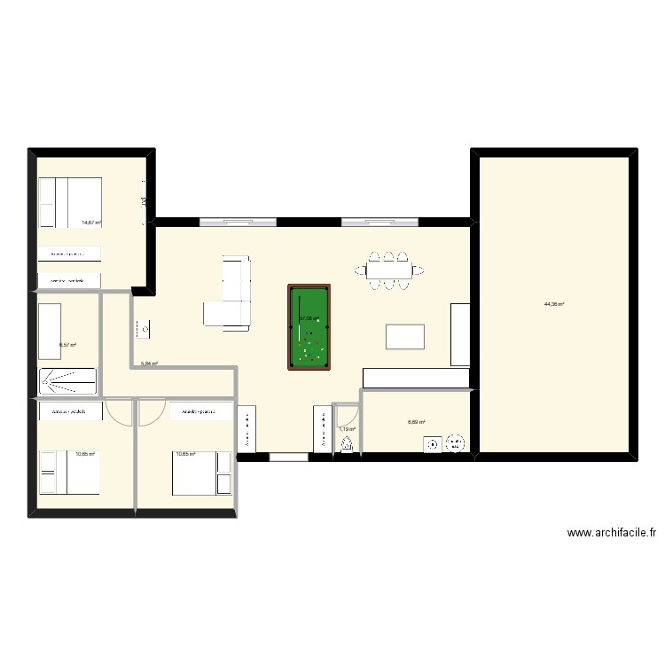 Maison 1. Plan de 9 pièces et 158 m2