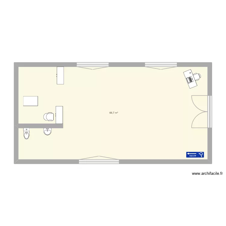 dresage. Plan de 1  et 67 m²