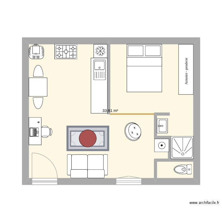 essai 2. Plan de 1 pièce et 34 m2