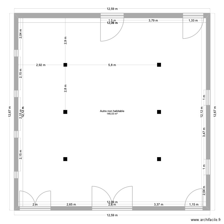 GRANGE. Plan de 1 pièce et 147 m2