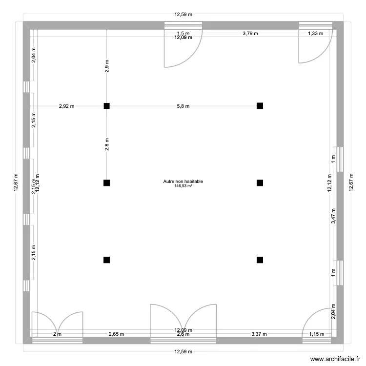 GRANGE. Plan de 1 pièce et 147 m²