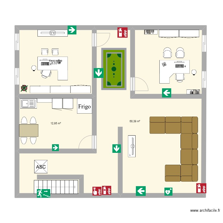 2 planta. Plan de 3 pièces et 98 m2