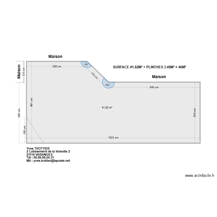 Terrasse Varanges. Plan de 1 pièce et 42 m2