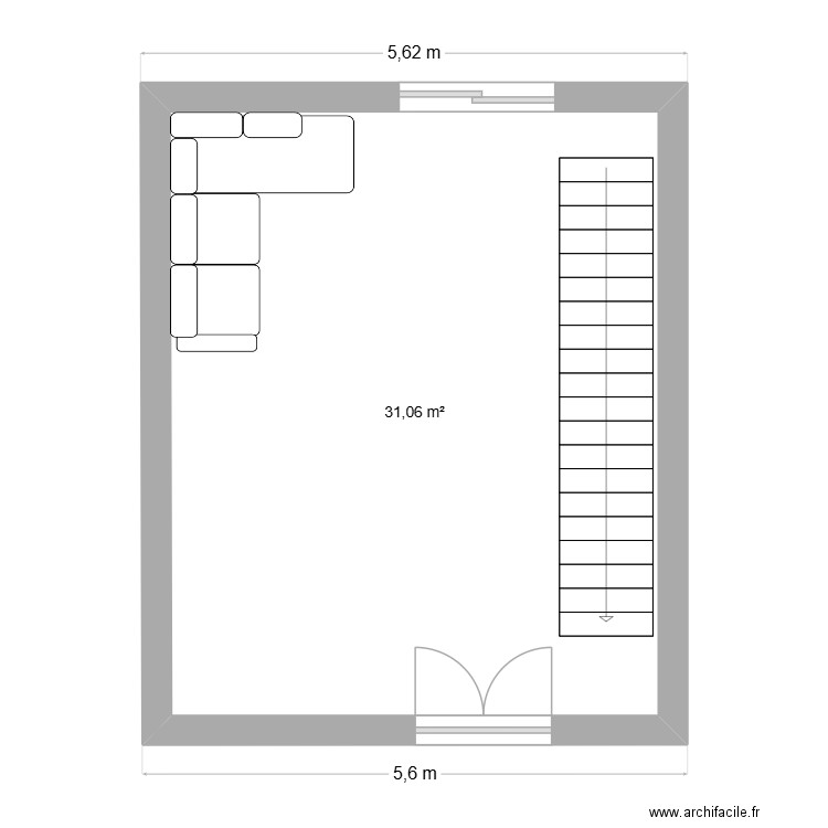 tarik. Plan de 1 pièce et 31 m2