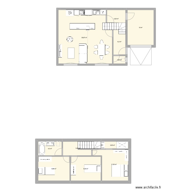 PLAN MAISON bBIS. Plan de 11 pièces et 101 m2