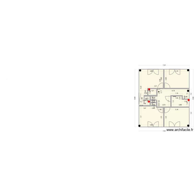 plan mur 01/03/2026. Plan de 13 pièces et 214 m²